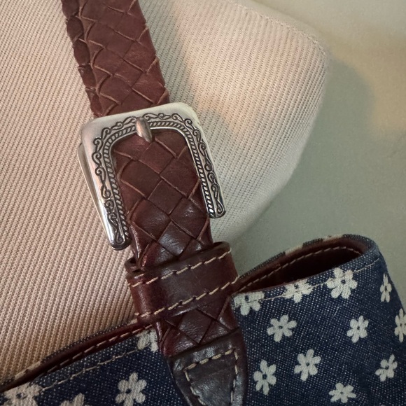 [Brighton] White Daisy Blue Denim and Braided Leather Purse 🌼